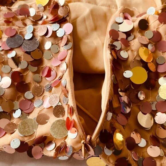 Lovers & Friends Chloe Mini Dress Girls Night Size L Sequin Rose Gold Disco - Picture 12 of 15